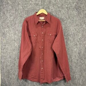 Wrangler Wrancher Shirt Mens 2XT Tall Red Geometric Western Snap